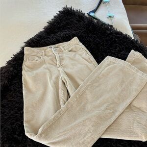 Beige Corduroy Flare Pants